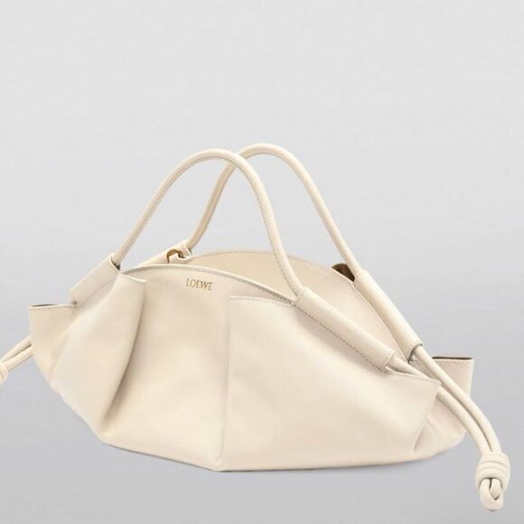 Loewe Handbags - Loewe Paseo Small Leather Shoulder Bag in Angora Cream Color